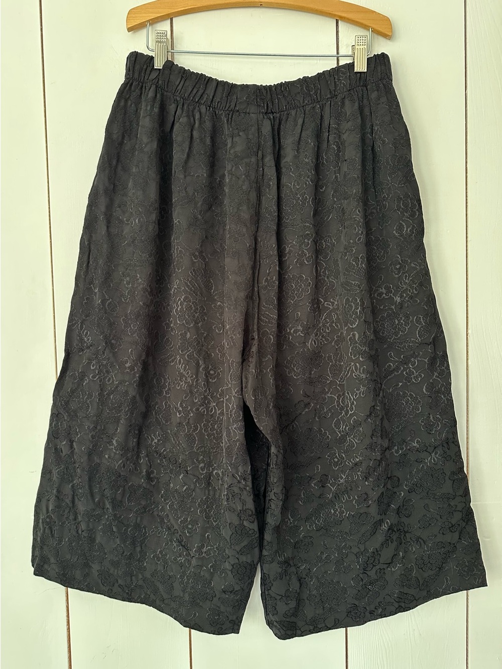 Bryn Walker Floral Cotton Jacquard Flood Pants Sz L Black - Picture 2 of 8